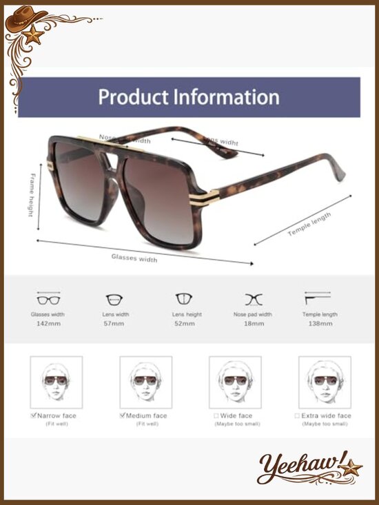 Retro Oversized Polarized Square Sunglasses Trendy Designer Big Rectangle Sun main image 4